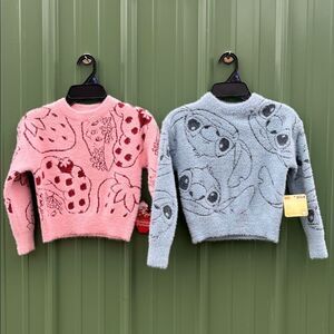 Strawberry shortcake & Stitch Graphic Eyelash Glitter Sweaters 2-Pack Size XS